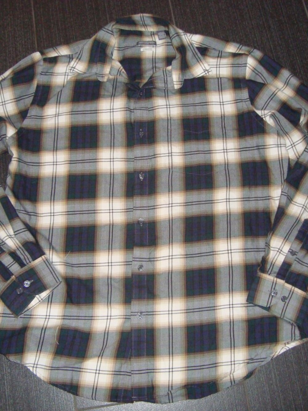 Van Heusen Flex Button Down Long Sleeve Classic Fit Plaid Shirt sz M 15-151/2